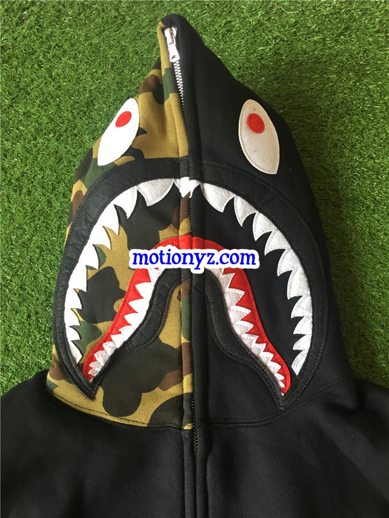 A Bathing Ape Bape Shark Black Camo Hoodies